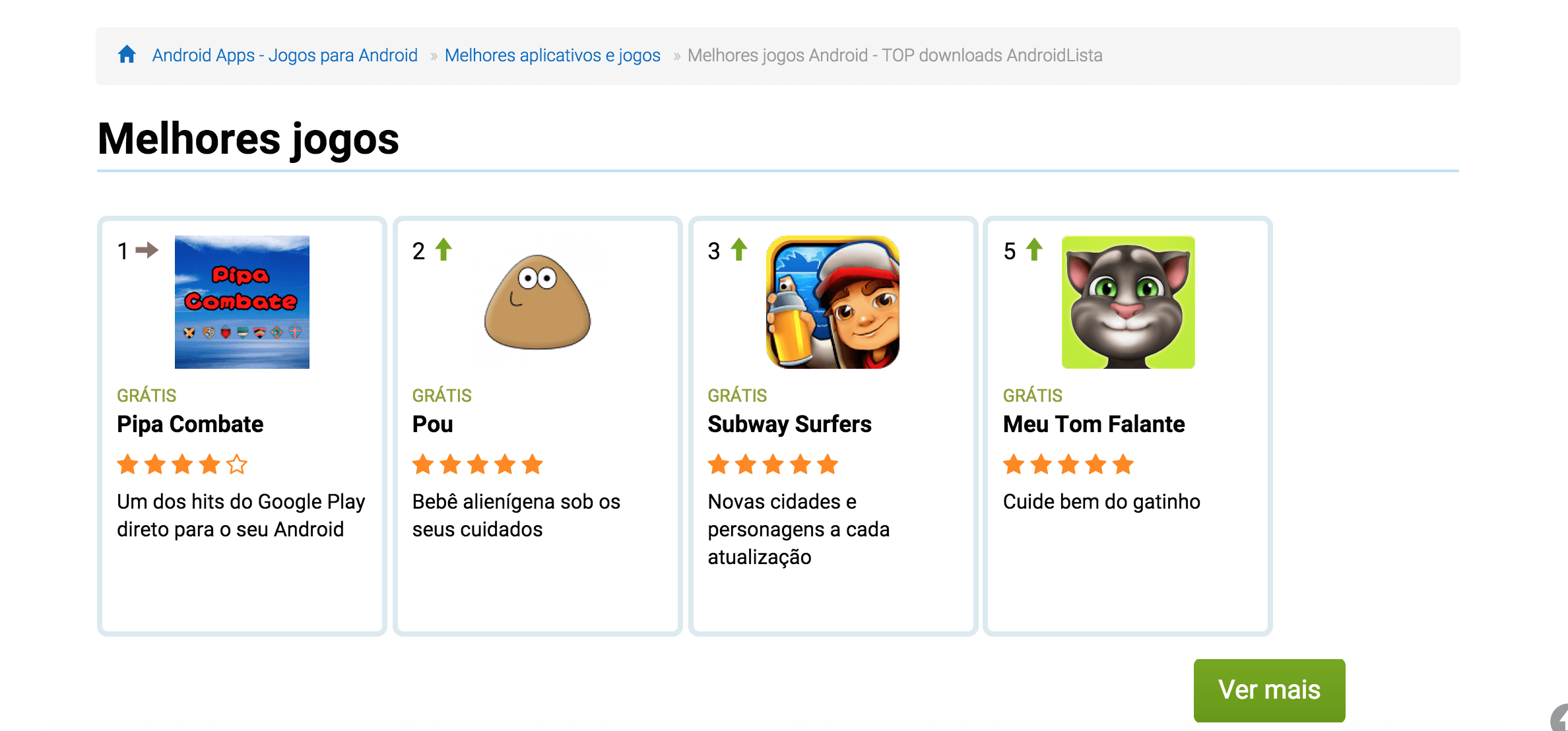 Confira a nova seção de Melhores Apps e Jogos do AndroidLista