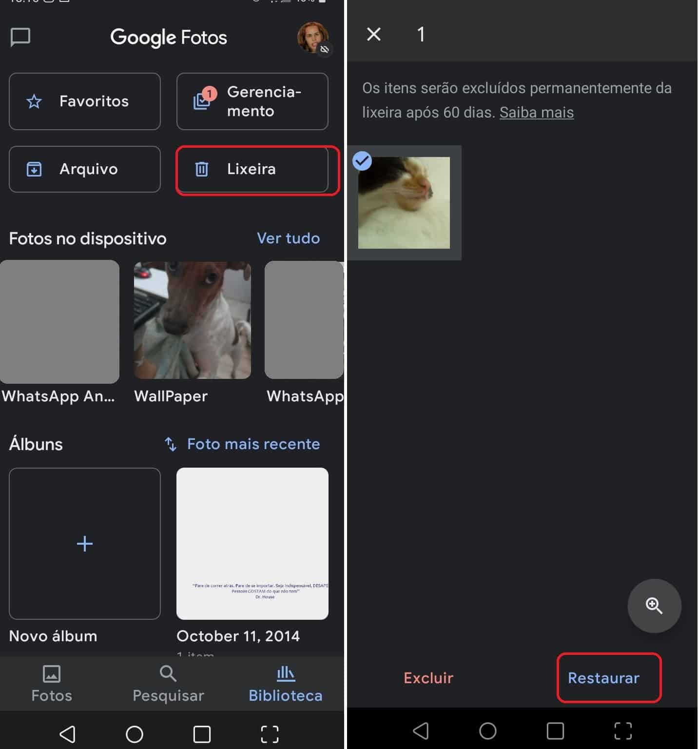 imagem 3 de Como recuperar fotos e vídeos apagados do Android