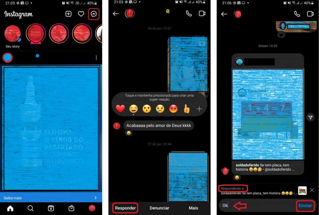 imagem 02 Como responder a uma mensagem específica no Instagram
