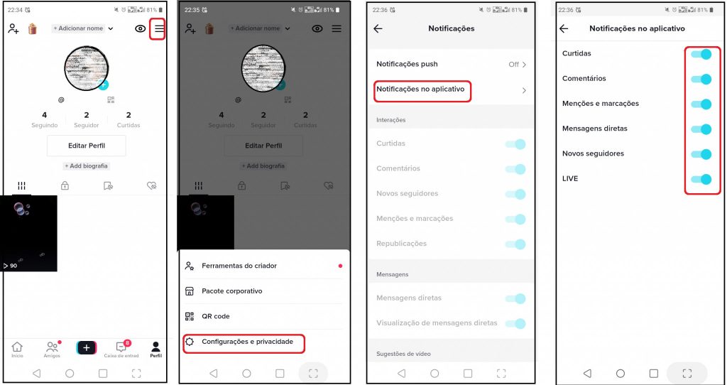 imagem 2 Como desativar as notificações do TikTok no Android