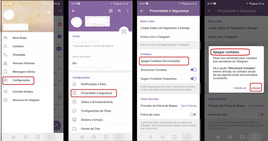 Imagem 3 Como excluir contatos no Telegram