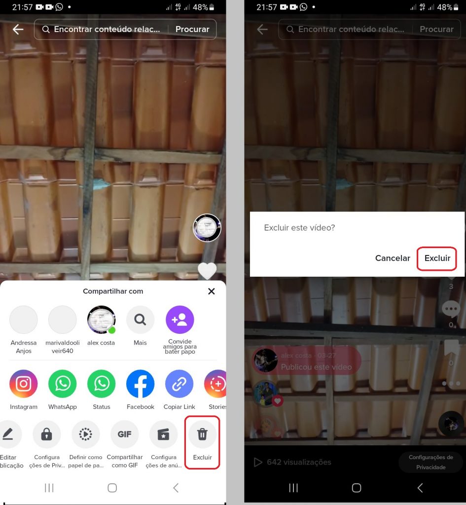 imagem 3 Como excluir vídeos do TikTok no Android