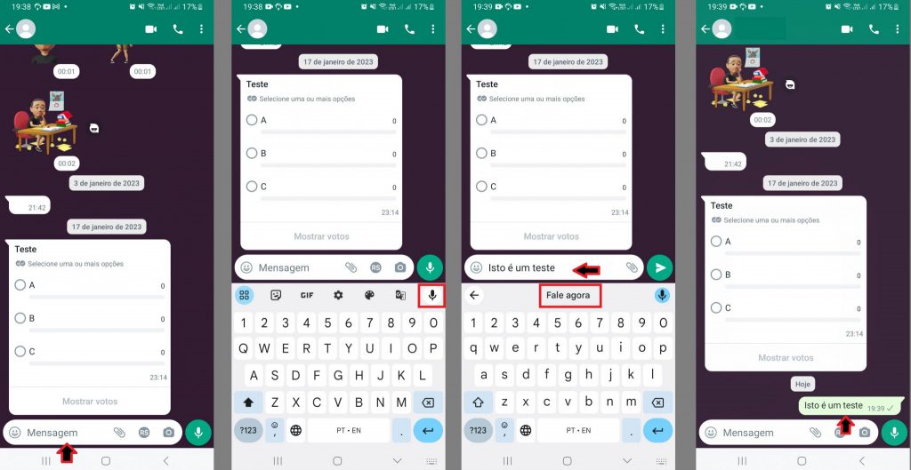 imagem 2 Como ativar a função de digitar a voz do WhatsApp no Android