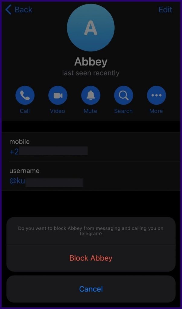 iamge 6: How to Block Someone on Telegram