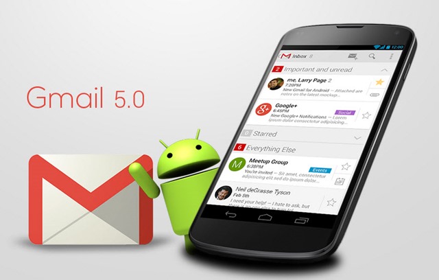 Gmail 5.0 para Android ya disponible soporte para otras cuentas de correo e interfaz Material Design