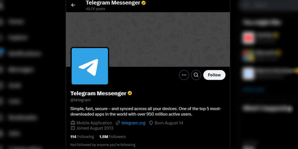 DM Telegram in Twitter