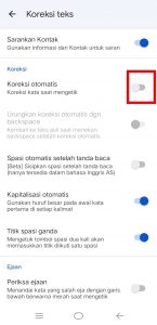 Gambar 3 Cara mengaktifkan koreksi teks di WhatsApp
