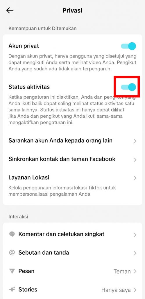 Image 2 Cara Mematikan Status Aktif di TikTok