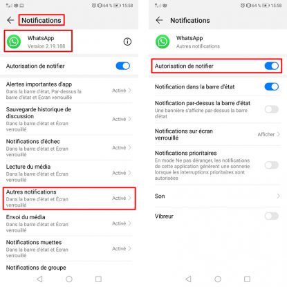 comment dasctiver la notification de watsapp web