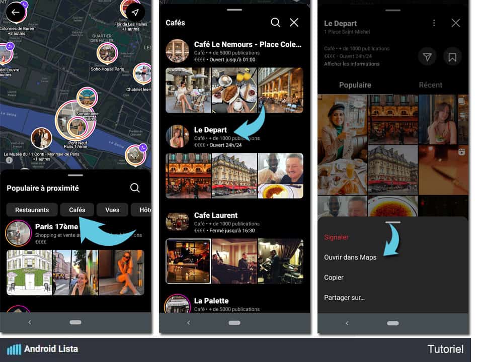 Comment accéder aux comptes Instagram depuis une carte interactive sur Android