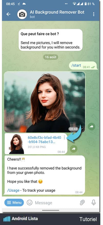 AI Background Remover, le super Bot pour Telegram