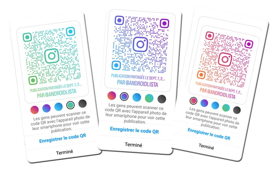 Exemples de codes QR pour le partage de posts sur Instagram