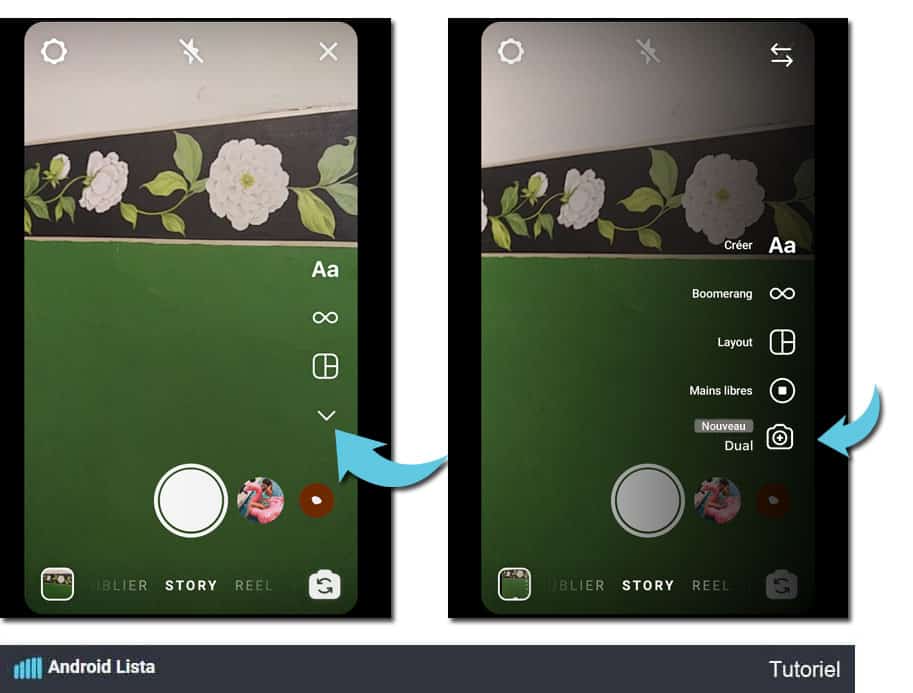 Tuto Android pour l'option Dual Camera sur Instagram