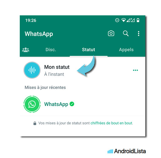 Statut audio sur WhatsApp Android