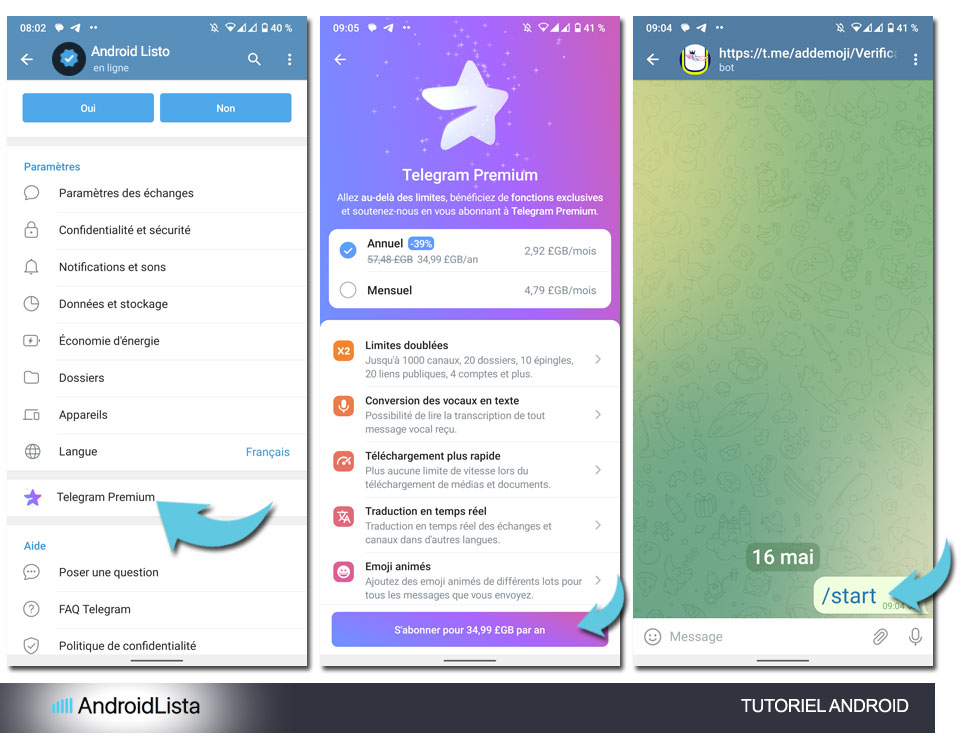 Comment passer à Telegram Premium sur Android