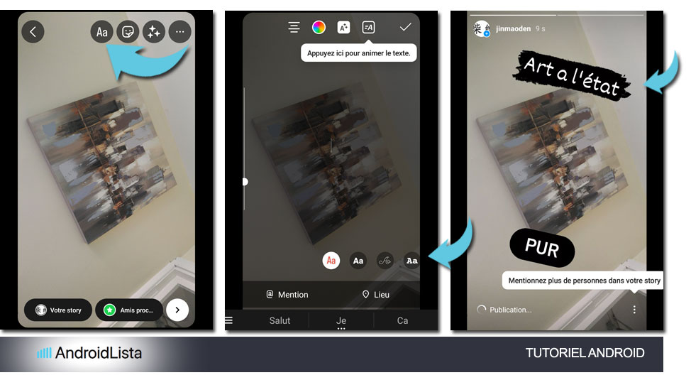 Différents types de police pour les Stories Instagram sur Android