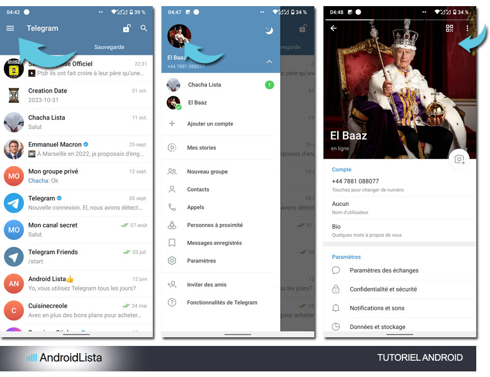 Tutoriel Android pour consulter les photos de profil Telegram