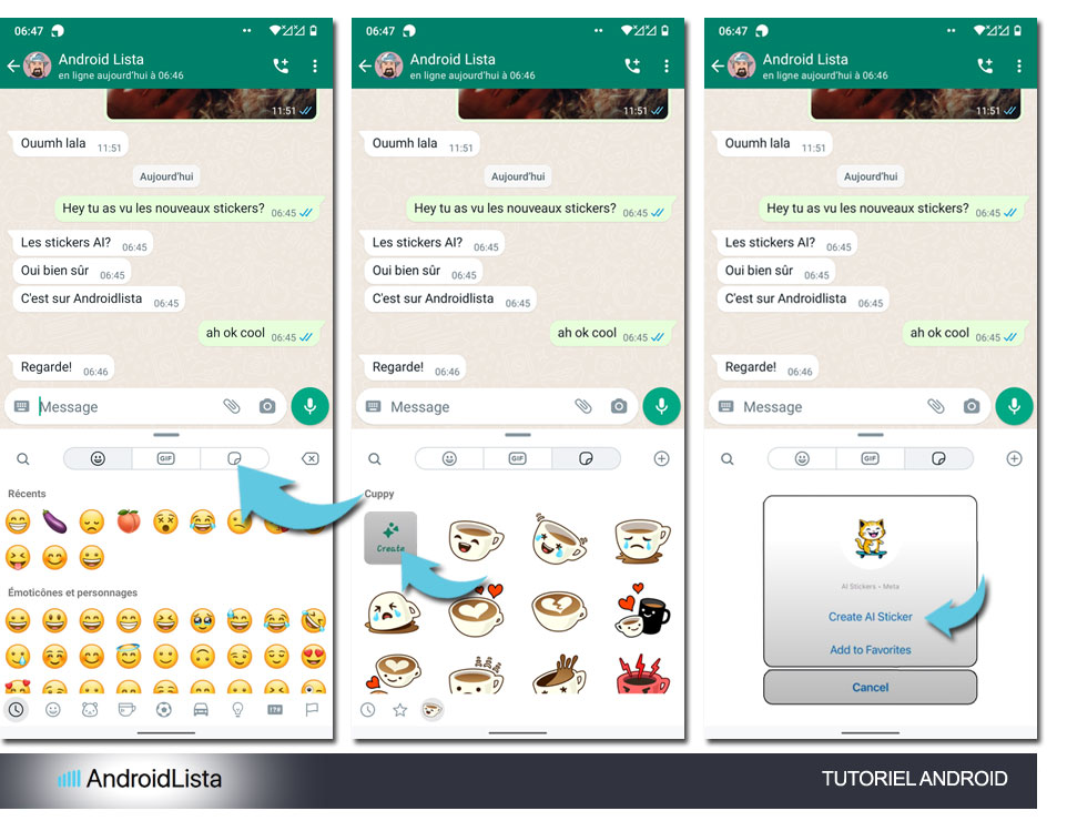 Création de stickers AI avec WhatsApp sur Android