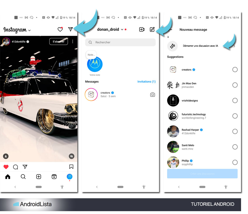 Comment démarrer une conversation avec l'IA d'Instagram sur Android