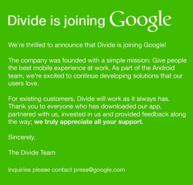 Google achète Divide, une entreprise qui pourrait apporter la sécurité  aux dispositifs Android