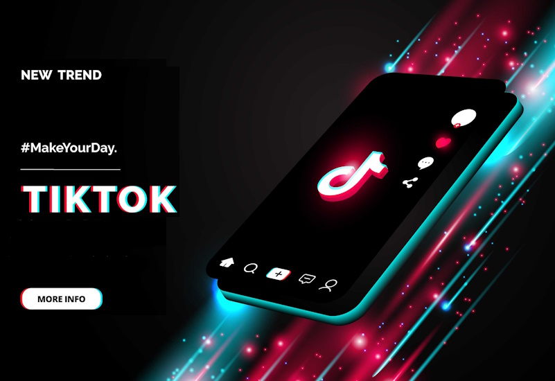 Uno smartphone con il logo di TikTok sullo schermo e lo sfondo colorato