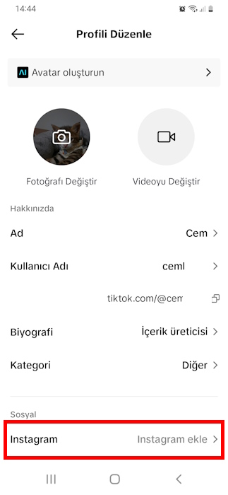 tiktoka-instagram-ekleme