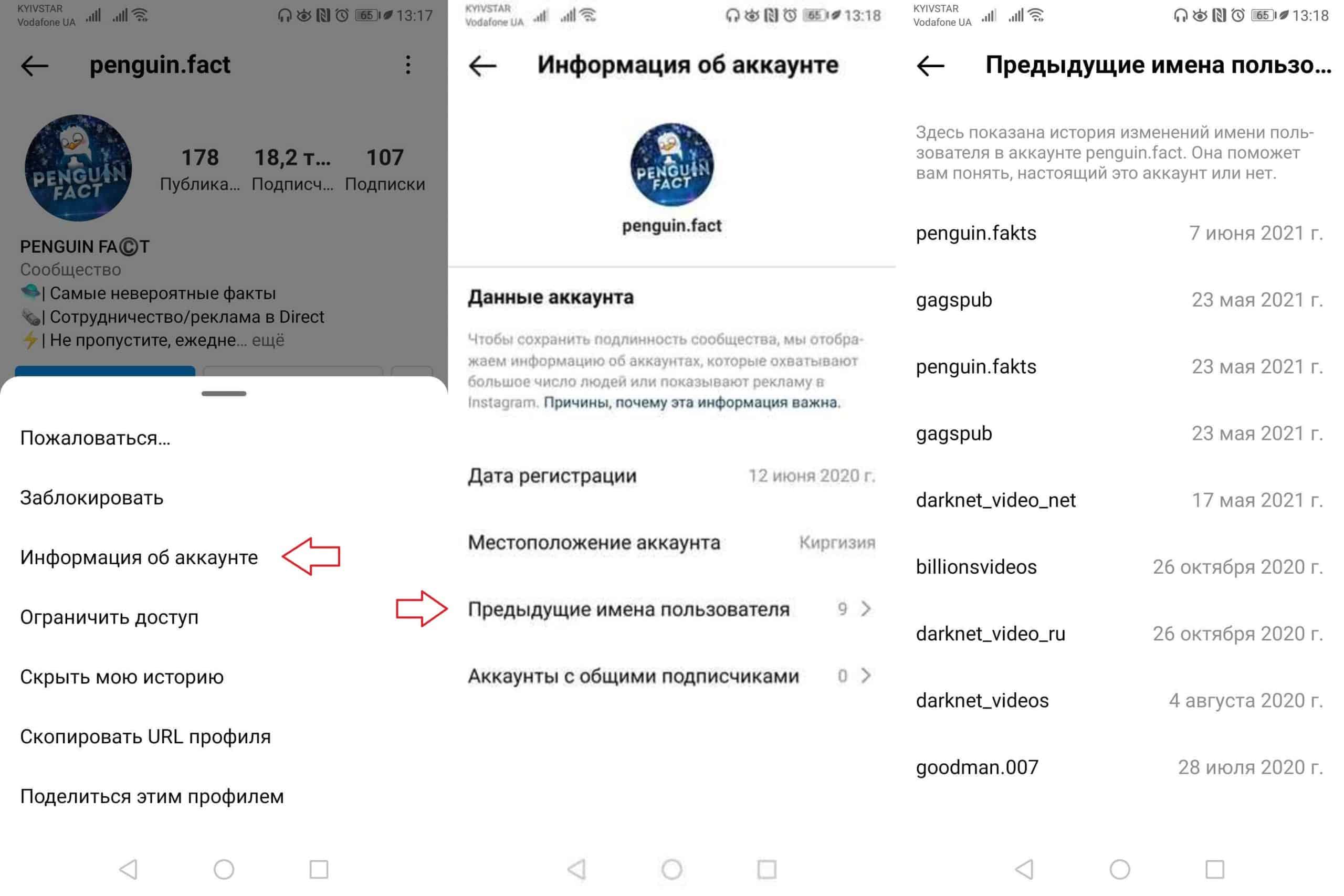 Как посмотреть предыдущие имена пользователя в Instagram